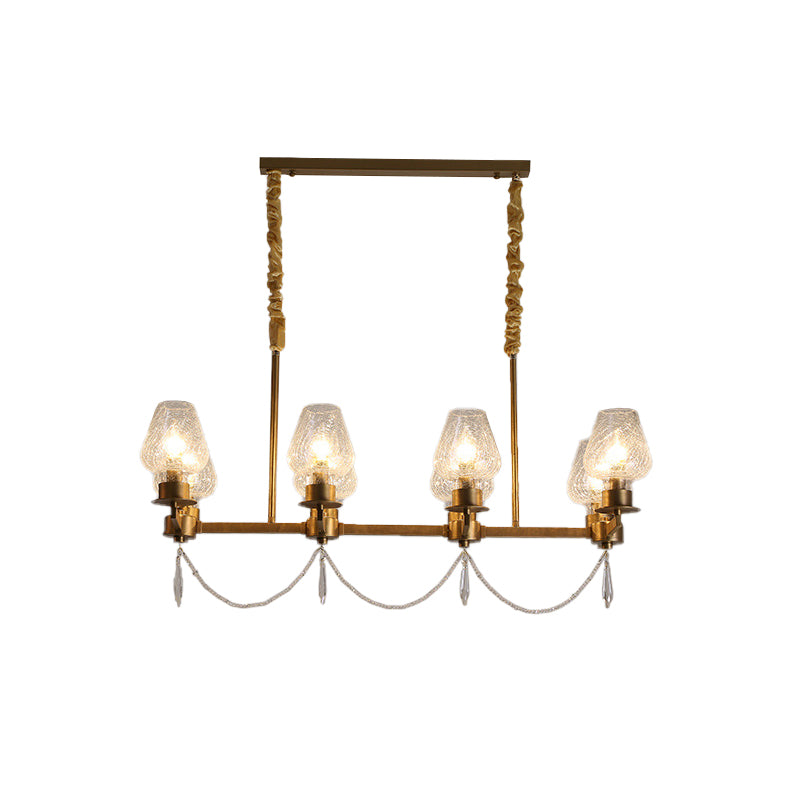 Crystal Cup Pendant Lighting Fixture Post Modern 8 Heads Island Lighting Idea in Brass Clearhalo 'Ceiling Lights' 'Island Lights' Lighting' 915960