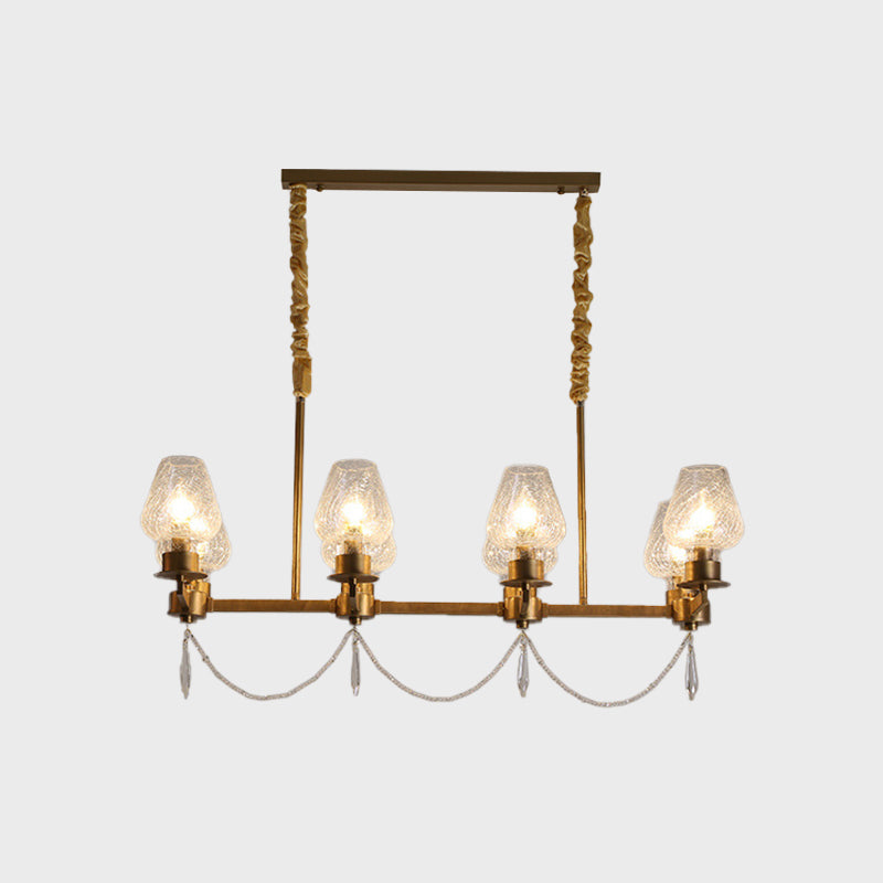 Crystal Cup Pendant Lighting Fixture Post Modern 8 Heads Island Lighting Idea in Brass Clearhalo 'Ceiling Lights' 'Island Lights' Lighting' 915961
