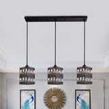 Black Finish Cuboid Cluster Pendant Light Modernist 3 Lights Crystal Block Suspension Lamp Black Clearhalo 'Ceiling Lights' 'Modern Pendants' 'Modern' 'Pendant Lights' 'Pendants' Lighting' 916251