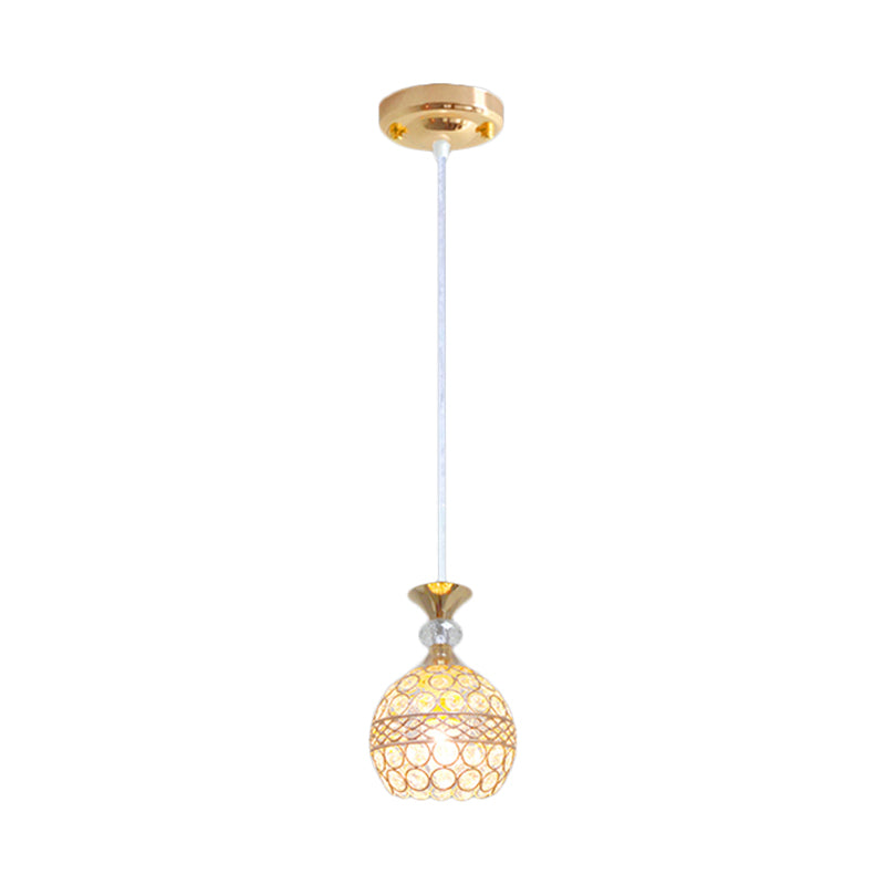 Modernism 1 Bulb Pendant Lamp with Crystal-Encrusted Shade Gold Ball Ceiling Hang Fixture Clearhalo 'Ceiling Lights' 'Modern Pendants' 'Modern' 'Pendant Lights' 'Pendants' Lighting' 916261