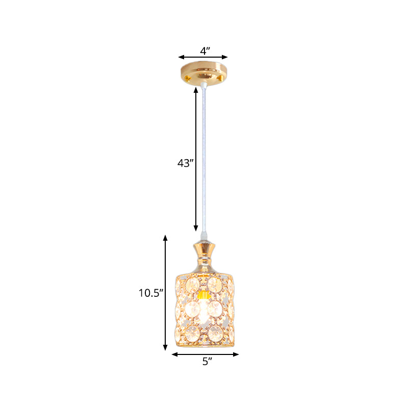 3-Layer Sunflower Pendulum Light with Cylinder Design Modern Crystal Embedded 1 Bulb Restaurant Pendant in Gold Clearhalo 'Ceiling Lights' 'Modern Pendants' 'Modern' 'Pendant Lights' 'Pendants' Lighting' 916266