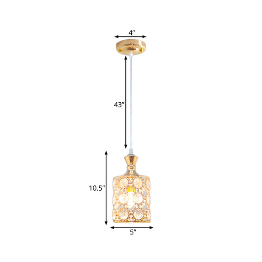 3-Layer Sunflower Pendulum Light with Cylinder Design Modern Crystal Embedded 1 Bulb Restaurant Pendant in Gold Clearhalo 'Ceiling Lights' 'Modern Pendants' 'Modern' 'Pendant Lights' 'Pendants' Lighting' 916266