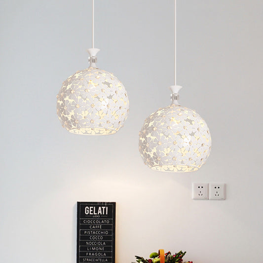 White Floret Drop Pendant Light Modern 1-Bulb Iron Ceiling Suspension Lamp with Globe Design White Clearhalo 'Ceiling Lights' 'Modern Pendants' 'Modern' 'Pendant Lights' 'Pendants' Lighting' 916307