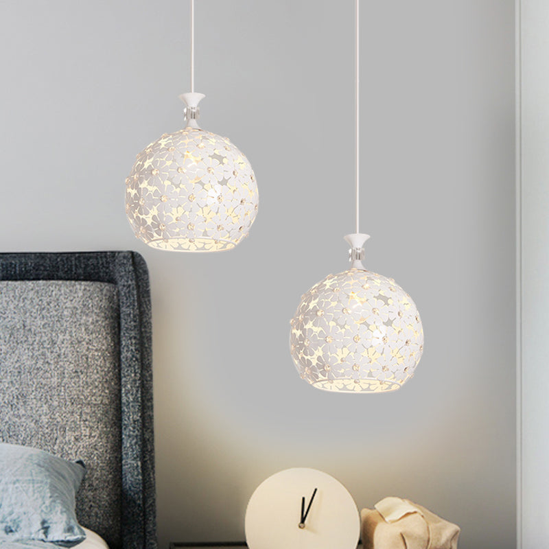 White Floret Drop Pendant Light Modern 1-Bulb Iron Ceiling Suspension Lamp with Globe Design Clearhalo 'Ceiling Lights' 'Modern Pendants' 'Modern' 'Pendant Lights' 'Pendants' Lighting' 916308