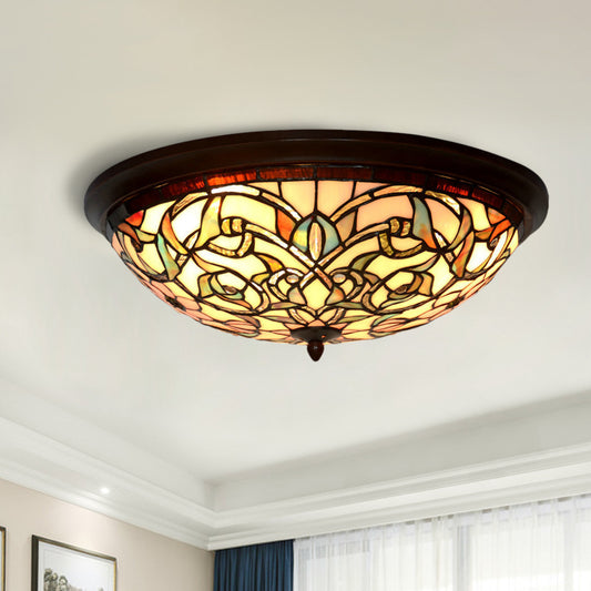 Black LED Ceiling Flush Mount Tiffany Cut Glass Swirl Flowers Flush Mount Lighting Black Clearhalo 'Ceiling Lights' 'Close To Ceiling Lights' 'Close to ceiling' 'Flush mount' Lighting' 916499