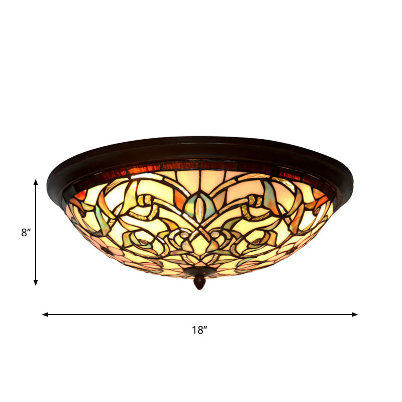 Black LED Ceiling Flush Mount Tiffany Cut Glass Swirl Flowers Flush Mount Lighting Clearhalo 'Ceiling Lights' 'Close To Ceiling Lights' 'Close to ceiling' 'Flush mount' Lighting' 916502