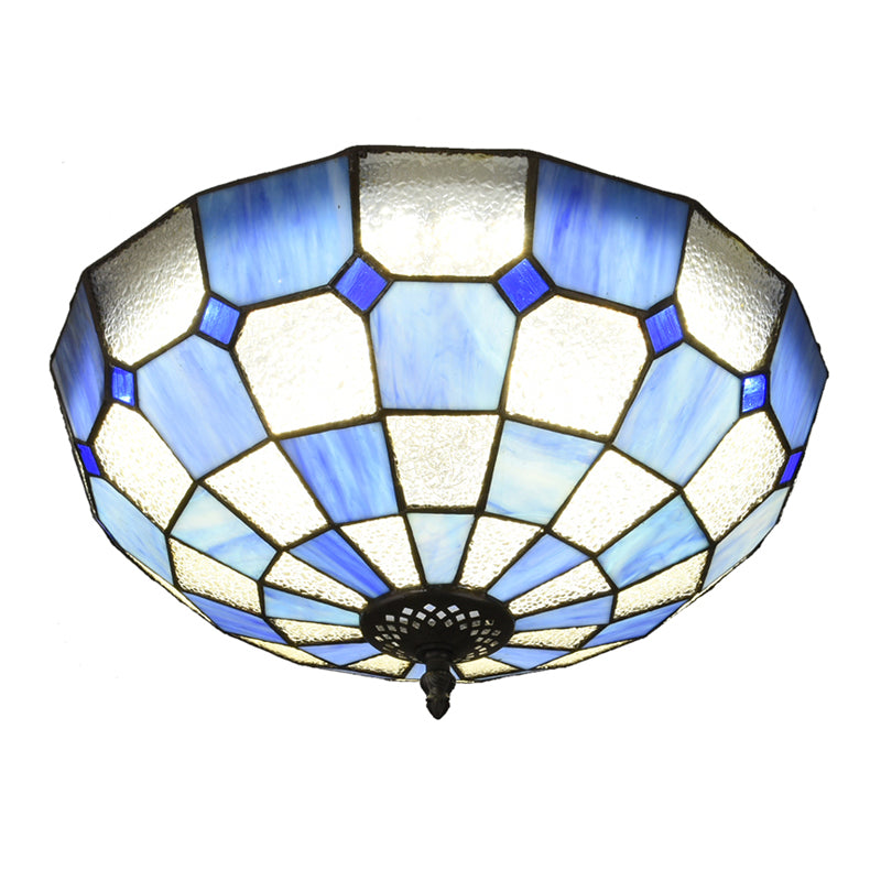 Cut Glass Clear/Textured White Flushmount Gridded Hemisphere 3 Heads Baroque Flush Ceiling Light Clearhalo 'Ceiling Lights' 'Close To Ceiling Lights' 'Close to ceiling' 'Flush mount' Lighting' 916522