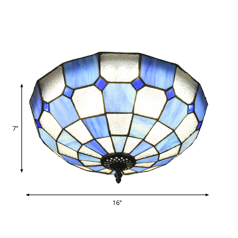 Cut Glass Clear/Textured White Flushmount Gridded Hemisphere 3 Heads Baroque Flush Ceiling Light Clearhalo 'Ceiling Lights' 'Close To Ceiling Lights' 'Close to ceiling' 'Flush mount' Lighting' 916523