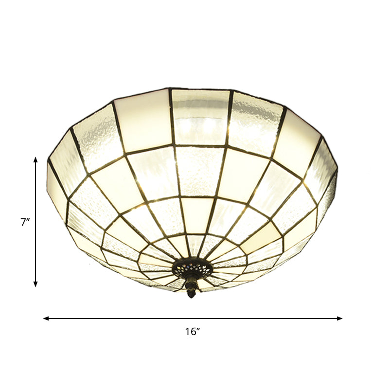 Cut Glass Clear/Textured White Flushmount Gridded Hemisphere 3 Heads Baroque Flush Ceiling Light Clearhalo 'Ceiling Lights' 'Close To Ceiling Lights' 'Close to ceiling' 'Flush mount' Lighting' 916538