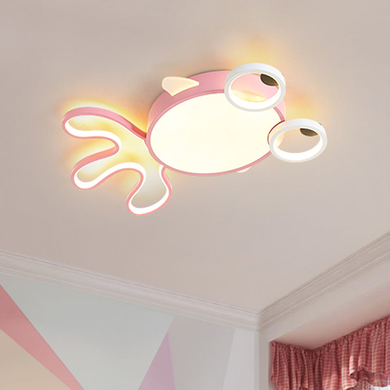 Acrylic Goldfish Flushmount Light Cartoon LED Pink Ceiling Mounted Fixture in White/Warm Light Pink Clearhalo 'Ceiling Lights' 'Close To Ceiling Lights' 'Close to ceiling' 'Flush mount' Lighting' 916771