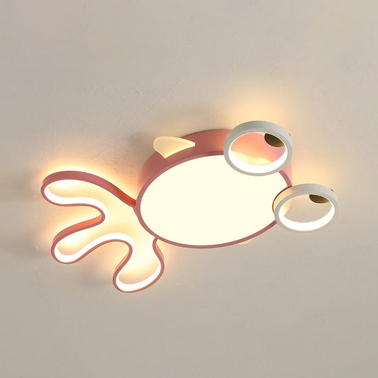 Acrylic Goldfish Flushmount Light Cartoon LED Pink Ceiling Mounted Fixture in White/Warm Light Clearhalo 'Ceiling Lights' 'Close To Ceiling Lights' 'Close to ceiling' 'Flush mount' Lighting' 916773