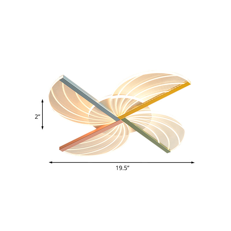 Nordic Style Windmill Flush Lighting Clear Acrylic LED Bedroom Flushmount Lamp in White Clearhalo 'Ceiling Lights' 'Close To Ceiling Lights' 'Close to ceiling' 'Flush mount' Lighting' 916796