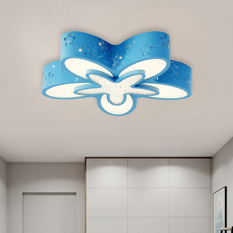 Flower Shape Child Bedroom Flushmount Metal LED Cartoon Flush Ceiling Light Fixture in Pink/Blue Clearhalo 'Ceiling Lights' 'Close To Ceiling Lights' 'Close to ceiling' 'Flush mount' Lighting' 916798