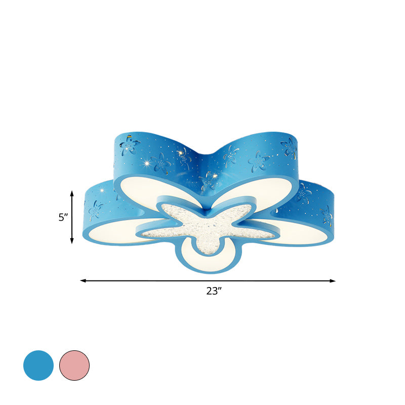 Flower Shape Child Bedroom Flushmount Metal LED Cartoon Flush Ceiling Light Fixture in Pink/Blue Clearhalo 'Ceiling Lights' 'Close To Ceiling Lights' 'Close to ceiling' 'Flush mount' Lighting' 916800