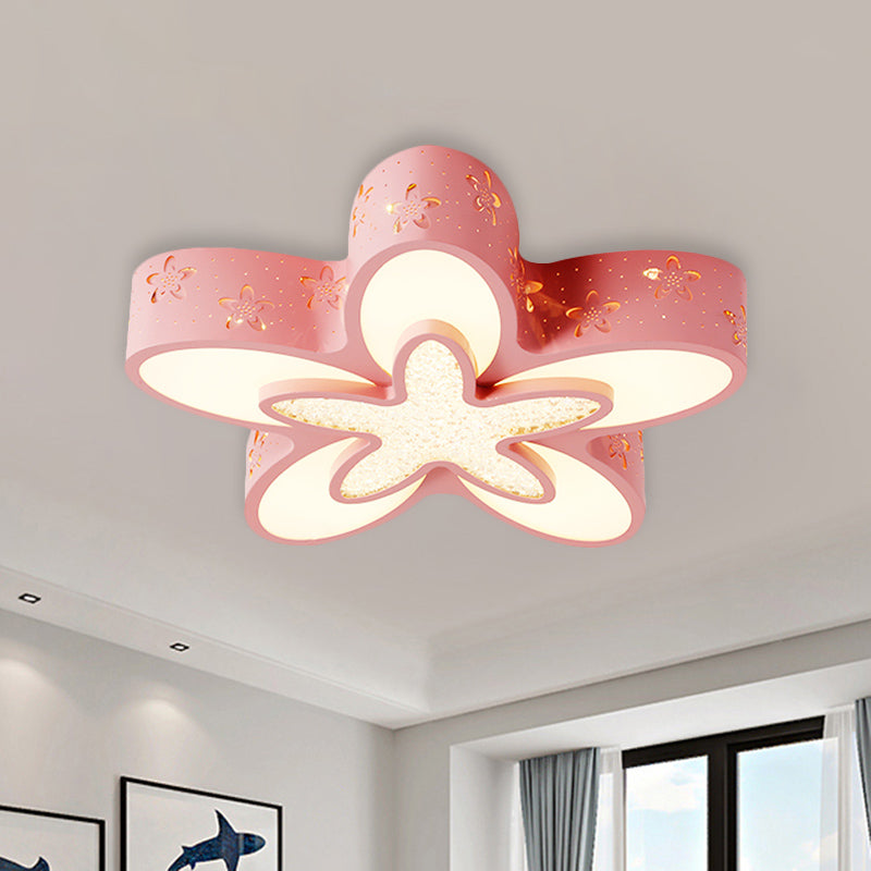 Flower Shape Child Bedroom Flushmount Metal LED Cartoon Flush Ceiling Light Fixture in Pink/Blue Clearhalo 'Ceiling Lights' 'Close To Ceiling Lights' 'Close to ceiling' 'Flush mount' Lighting' 916802