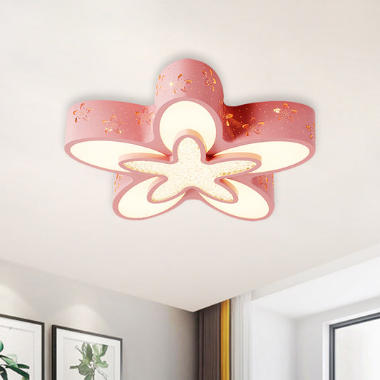 Flower Shape Child Bedroom Flushmount Metal LED Cartoon Flush Ceiling Light Fixture in Pink/Blue Clearhalo 'Ceiling Lights' 'Close To Ceiling Lights' 'Close to ceiling' 'Flush mount' Lighting' 916803