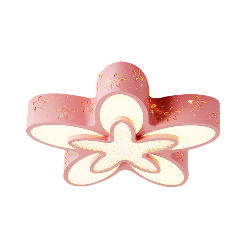 Flower Shape Child Bedroom Flushmount Metal LED Cartoon Flush Ceiling Light Fixture in Pink/Blue Clearhalo 'Ceiling Lights' 'Close To Ceiling Lights' 'Close to ceiling' 'Flush mount' Lighting' 916804