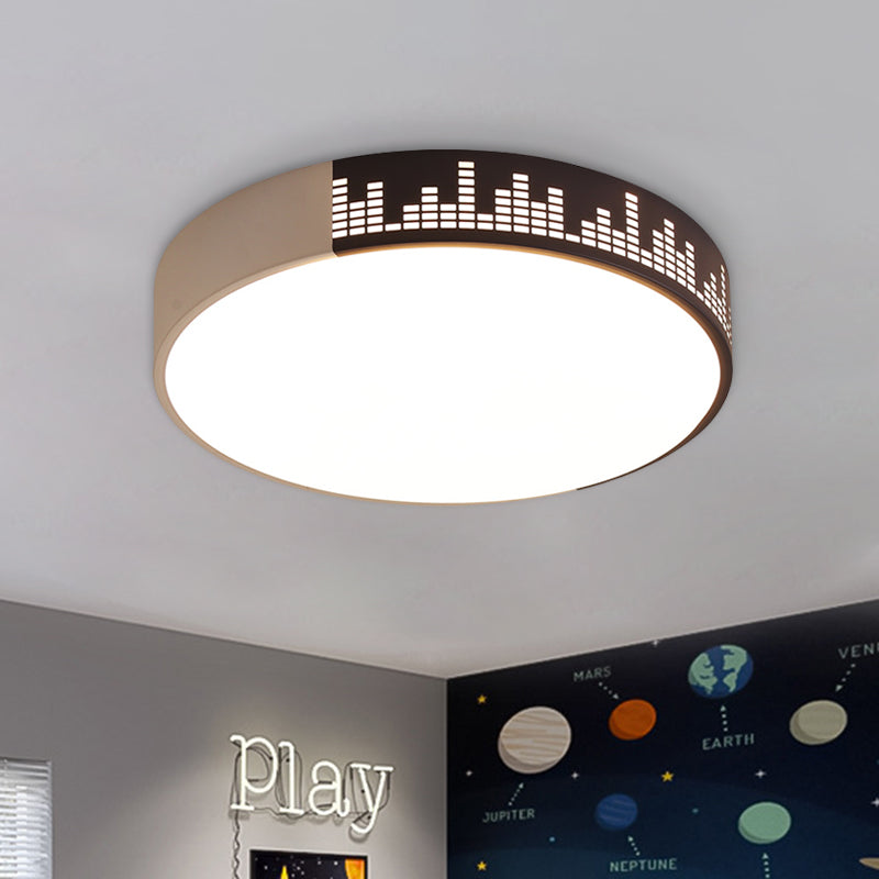 White-Khaki Drum Ceiling Mounted Light Simple LED Acrylic Flush Lamp for Bedroom Khaki Clearhalo 'Ceiling Lights' 'Close To Ceiling Lights' 'Close to ceiling' 'Flush mount' Lighting' 916809