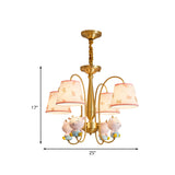 Fabric Barrel Shade Pendant Chandelier Kids 4-Light Ceiling Suspension Lamp with Sheep Decor in Gold Clearhalo 'Ceiling Lights' 'Chandeliers' Lighting' options 916828