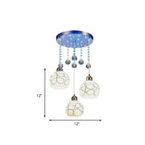 3 Bulbs Dining Room Multi Ceiling Light Modern Chrome Pendulum Lamp with Ball White Glass Shade, Crystal Drop Clearhalo 'Ceiling Lights' 'Modern Pendants' 'Modern' 'Pendant Lights' 'Pendants' Lighting' 916891