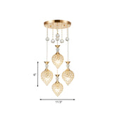 Crystal Encrusted Teardrop Cluster Pendant Modernist 3-Bulb Gold Finish Hanging Ceiling Light Clearhalo 'Ceiling Lights' 'Modern Pendants' 'Modern' 'Pendant Lights' 'Pendants' Lighting' 916931