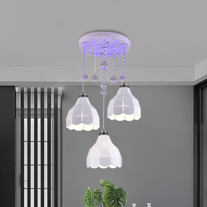 Metal Dome Multiple Hanging Light Simple 3 Bulbs White Finish Ceiling Suspension Lamp Clearhalo 'Ceiling Lights' 'Modern Pendants' 'Modern' 'Pendant Lights' 'Pendants' Lighting' 916941