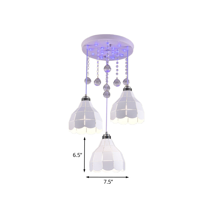 Metal Dome Multiple Hanging Light Simple 3 Bulbs White Finish Ceiling Suspension Lamp Clearhalo 'Ceiling Lights' 'Modern Pendants' 'Modern' 'Pendant Lights' 'Pendants' Lighting' 916943