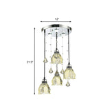 Crystal Lotus Shade Multi Pendant Lamp Fixture Contemporary 4-Bulb Chrome Hanging Light Kit Clearhalo 'Ceiling Lights' 'Modern Pendants' 'Modern' 'Pendant Lights' 'Pendants' Lighting' 916952