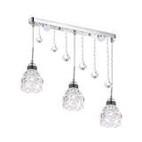 Silver Floral Down Lighting Simple 3 Heads Clear Crystal Glass Linear Multi Pendant Lamp Fixture over Dining Table Clearhalo 'Ceiling Lights' 'Modern Pendants' 'Modern' 'Pendant Lights' 'Pendants' Lighting' 916962