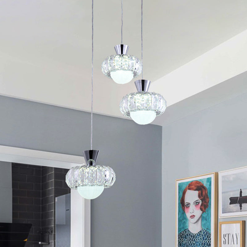 Crystal Block Doughnut Cluster Pendant Modern 3-Head Suspension Light in Chrome over Dining Table Chrome Clearhalo 'Ceiling Lights' 'Modern Pendants' 'Modern' 'Pendant Lights' 'Pendants' Lighting' 916969