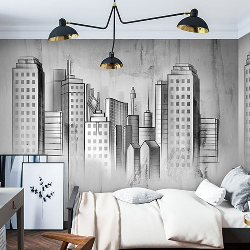 Moisture-Resistant Mural Wallpaper Retro Building Custom-Made Nostalgic Wall Art for Decoration Clearhalo 'Wall Decor' 'Wall Mural' 917035