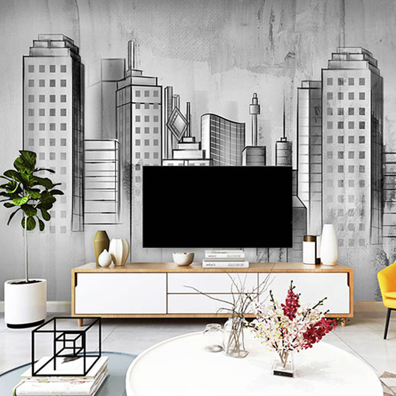 Moisture-Resistant Mural Wallpaper Retro Building Custom-Made Nostalgic Wall Art for Decoration Clearhalo 'Wall Decor' 'Wall Mural' 917036