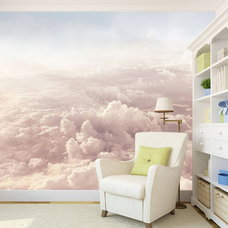 Full Size Photo Natural Murals for Living Room with Cloud and Sky in Pastel Grey Grey Clearhalo 'Wall Decor' 'Wall Mural' 917124