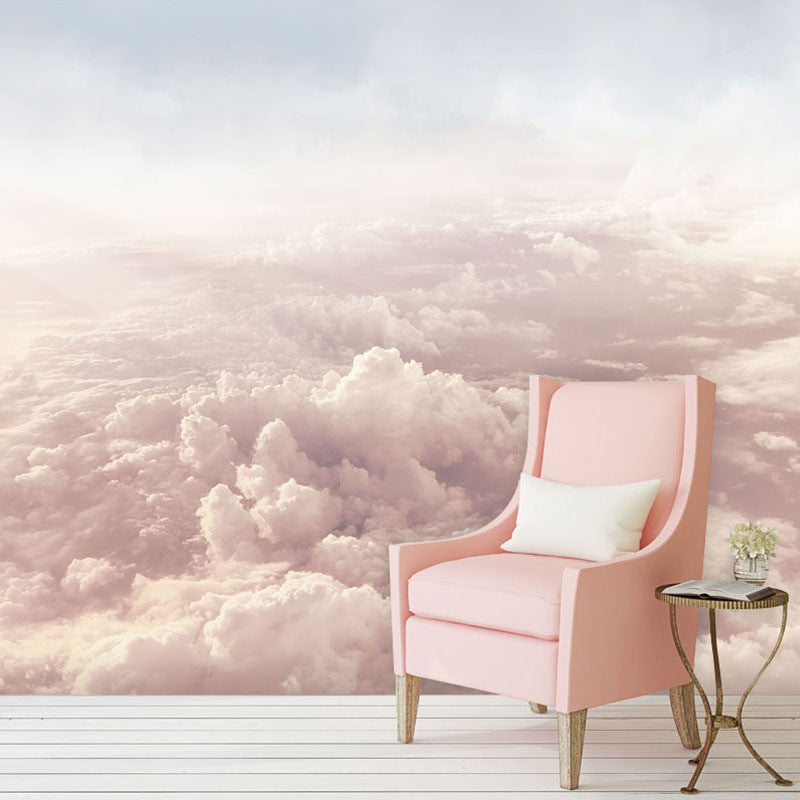 Full Size Photo Natural Murals for Living Room with Cloud and Sky in Pastel Grey Clearhalo 'Wall Decor' 'Wall Mural' 917126