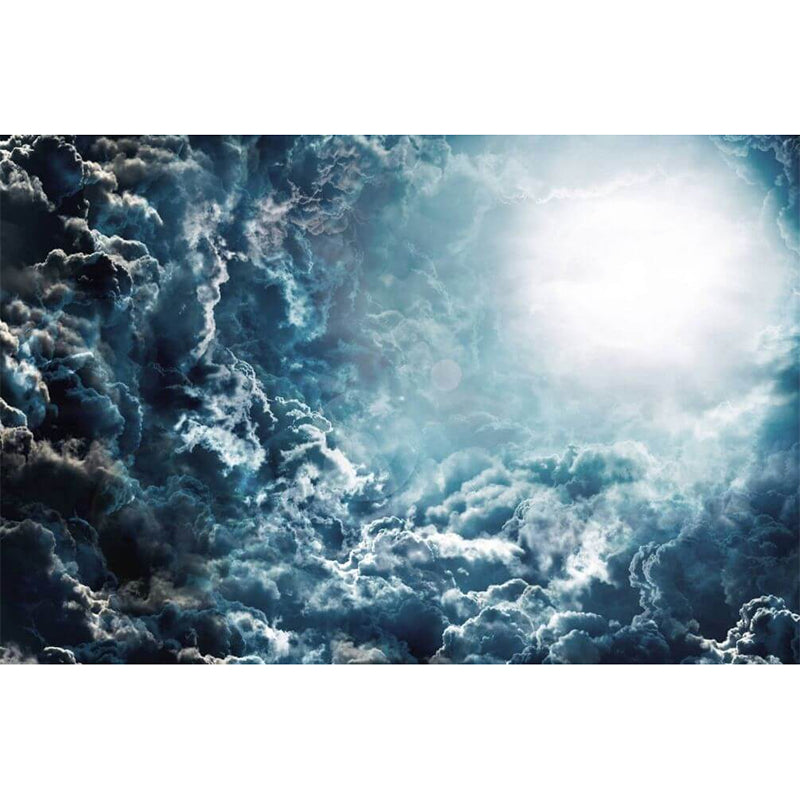 Extra Large Mural Wallpaper in Photo Style with Stacked Cloud and Sunlight for Bars in Dark Blue, Personalized Size Available Clearhalo 'Wall Decor' 'Wall Mural' 917132