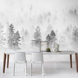 Illustration Style Murals Forest and Snow Wall Art for Decoration, Customized Size Available Clearhalo 'Wall Decor' 'Wall Mural' 917190