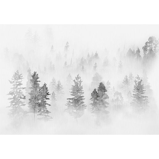 Illustration Style Murals Forest and Snow Wall Art for Decoration, Customized Size Available Clearhalo 'Wall Decor' 'Wall Mural' 917192