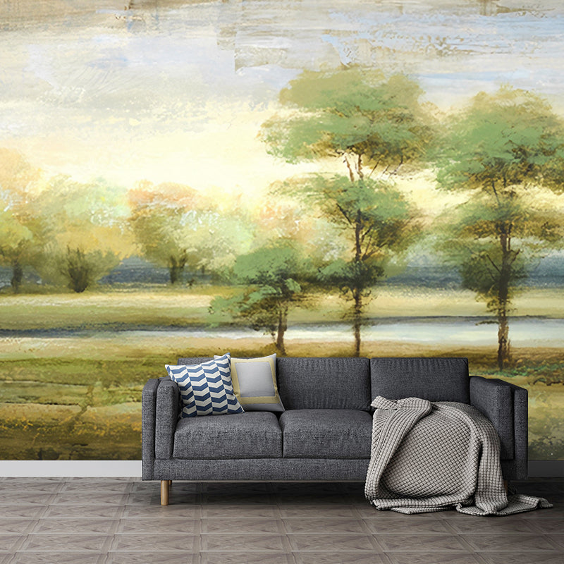 Moisture-Resistant Forest Murals Customized Tropical Fresh Wall Art for Living Room Green Clearhalo 'Wall Decor' 'Wall Mural' 917239