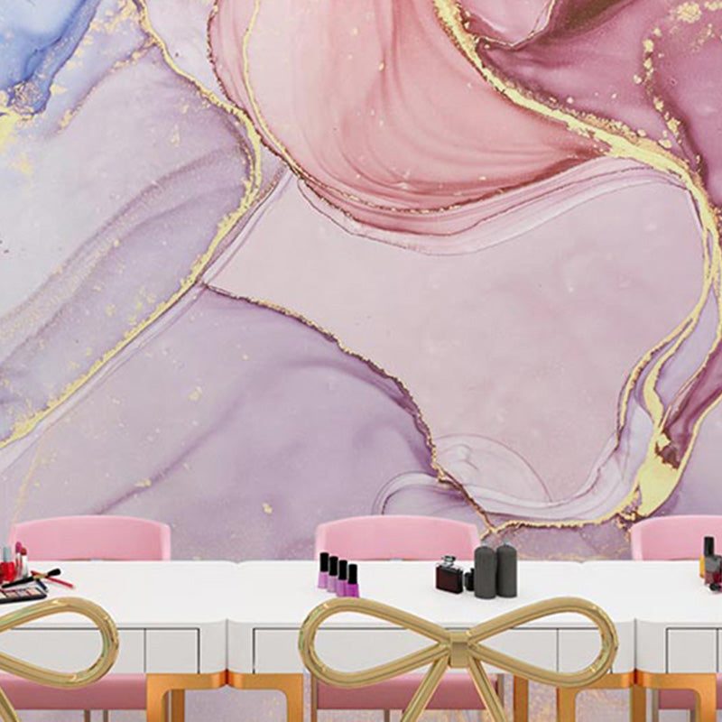 Creative Wall Mural for Theme Restaurant, Multi-Colored Marble Design, Made to Measure Pink Clearhalo 'Wall Decor' 'Wall Mural' 917390