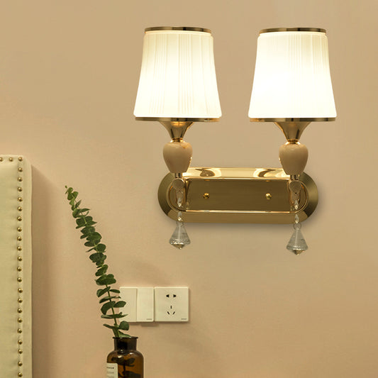 1-Head Bell Wall Sconce Lighting with Glass Shade Modernist Living Room Gold Wall Mount Light Gold Clearhalo 'Modern wall lights' 'Modern' 'Wall Lamps & Sconces' 'Wall Lights' Lighting' 917456