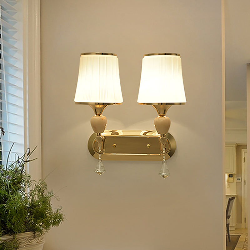 1-Head Bell Wall Sconce Lighting with Glass Shade Modernist Living Room Gold Wall Mount Light Clearhalo 'Modern wall lights' 'Modern' 'Wall Lamps & Sconces' 'Wall Lights' Lighting' 917457