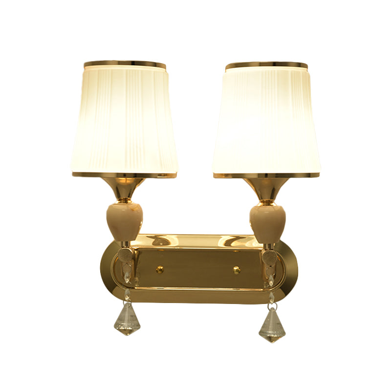 1-Head Bell Wall Sconce Lighting with Glass Shade Modernist Living Room Gold Wall Mount Light Clearhalo 'Modern wall lights' 'Modern' 'Wall Lamps & Sconces' 'Wall Lights' Lighting' 917458