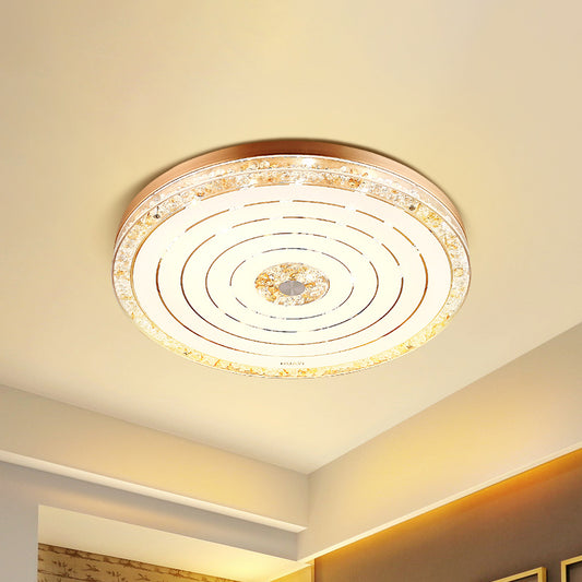 Gold LED Flush Mounted Lamp Minimalistic Crystal Disc Ceiling Light Fixture for Bedroom Gold Clearhalo 'Ceiling Lights' 'Close To Ceiling Lights' 'Close to ceiling' 'Flush mount' Lighting' 917539