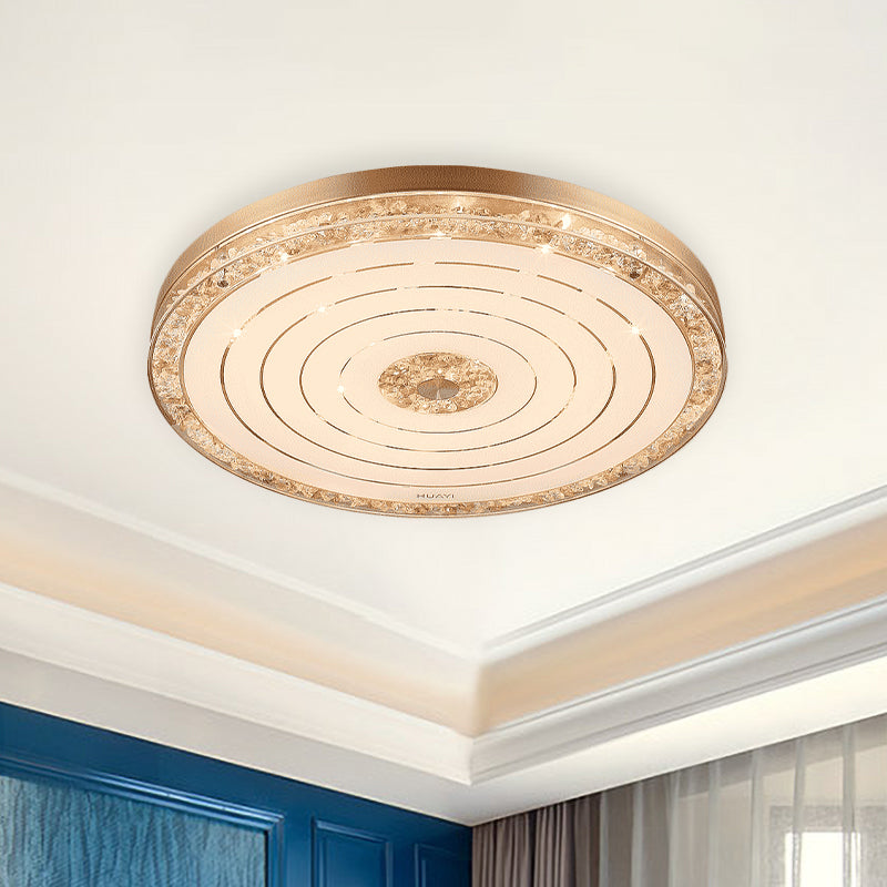 Gold LED Flush Mounted Lamp Minimalistic Crystal Disc Ceiling Light Fixture for Bedroom Clearhalo 'Ceiling Lights' 'Close To Ceiling Lights' 'Close to ceiling' 'Flush mount' Lighting' 917540