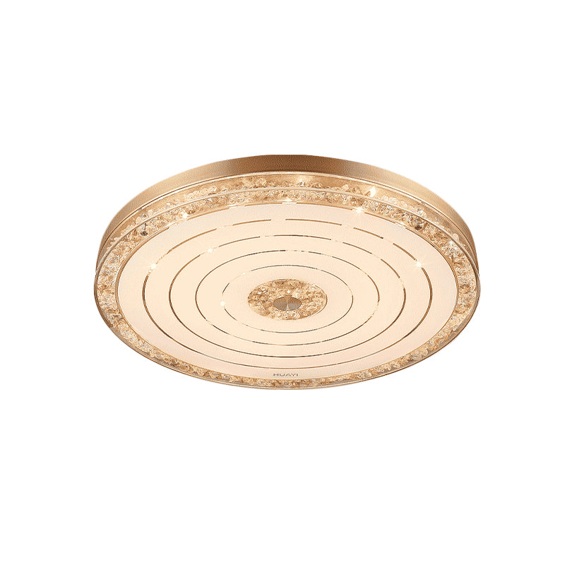 Gold LED Flush Mounted Lamp Minimalistic Crystal Disc Ceiling Light Fixture for Bedroom Clearhalo 'Ceiling Lights' 'Close To Ceiling Lights' 'Close to ceiling' 'Flush mount' Lighting' 917541