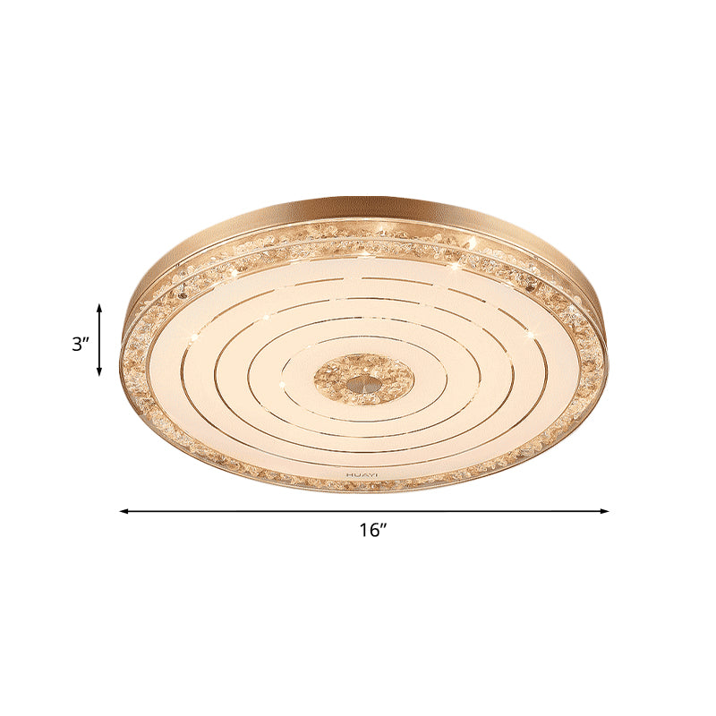 Gold LED Flush Mounted Lamp Minimalistic Crystal Disc Ceiling Light Fixture for Bedroom Clearhalo 'Ceiling Lights' 'Close To Ceiling Lights' 'Close to ceiling' 'Flush mount' Lighting' 917542