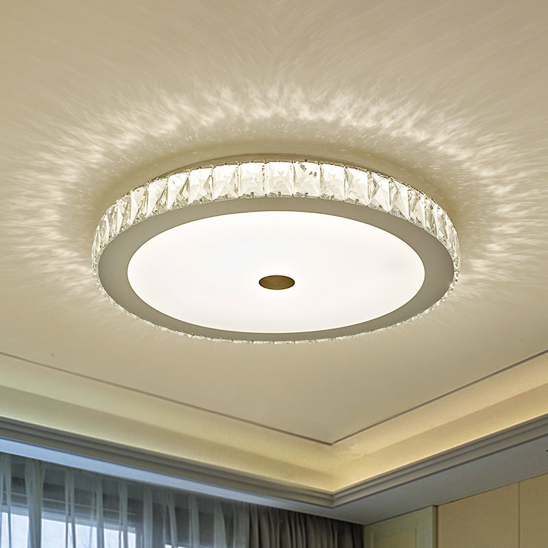 Beveled Crystal Circle Flushmount Simple Bedroom LED Flush Mount Ceiling Light in White Clearhalo 'Ceiling Lights' 'Close To Ceiling Lights' 'Close to ceiling' 'Flush mount' Lighting' 917548