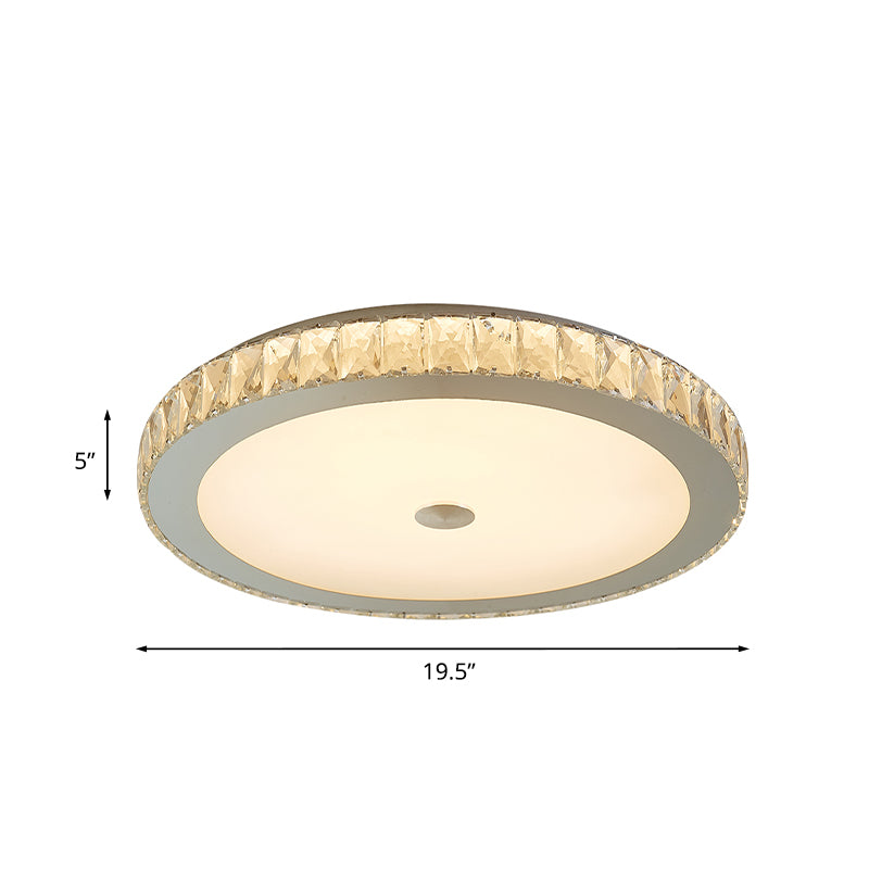 Beveled Crystal Circle Flushmount Simple Bedroom LED Flush Mount Ceiling Light in White Clearhalo 'Ceiling Lights' 'Close To Ceiling Lights' 'Close to ceiling' 'Flush mount' Lighting' 917550