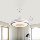 Minimalistic Round LED Ceiling Fan 47" Wide 4-Blade Crystal Semi Mount Lighting in White Clearhalo 'Ceiling Fans with Lights' 'Ceiling Fans' 'Modern Ceiling Fans' 'Modern' Lighting' 917668