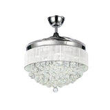 35.5" W Faceted Crystal Orb LED Fan Lamp Modern Silver Tapered Bedroom Semi Flush Ceiling Light Fixture with 3 Blades Clearhalo 'Ceiling Fans with Lights' 'Ceiling Fans' 'Modern Ceiling Fans' 'Modern' Lighting' 917698